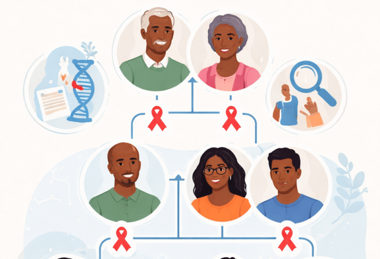Family tree diagram showing patterns of family cancer risk across generations