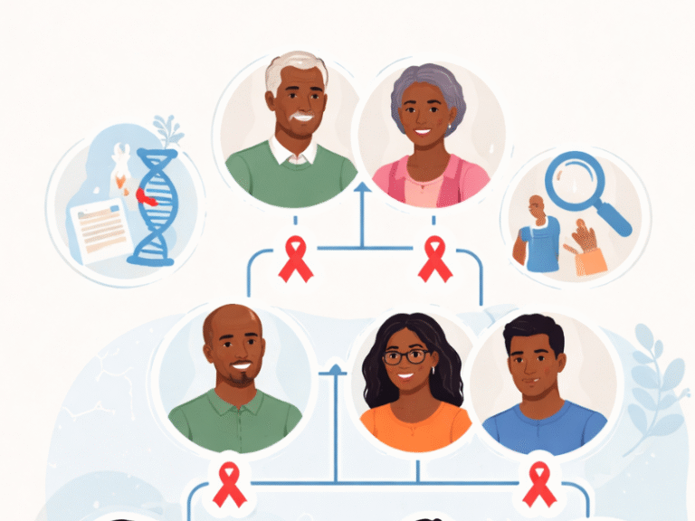 Family tree diagram showing patterns of family cancer risk across generations